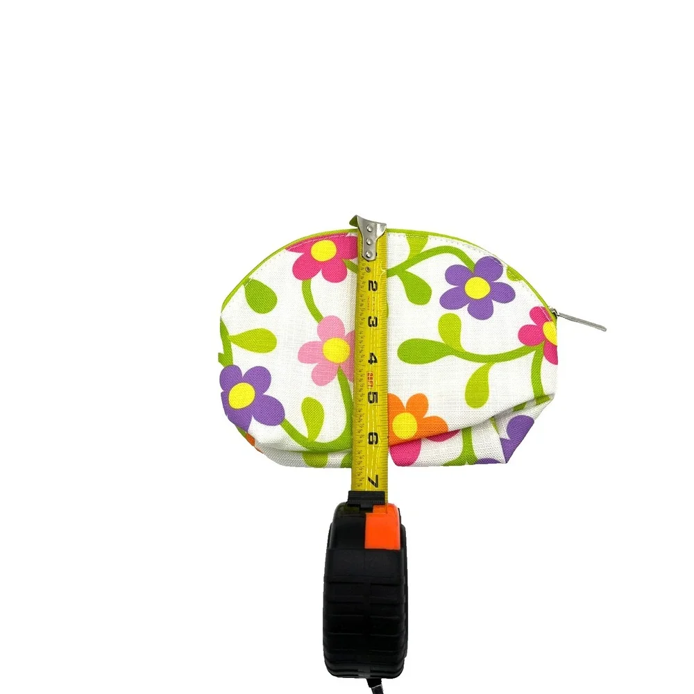 Clinique Floral Cosmetic Makeup Travel Bag Yellow Purple Green 6x10x1-Set of 15‎